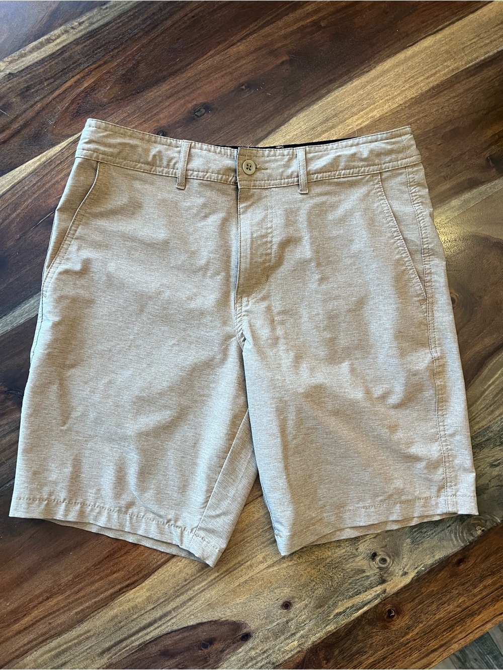 Men's Goodfellow & Co Flat Front Khaki Swim Shorts - 30” waist